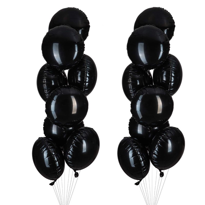 Adeer Black Foil Balloon Round Shaped Mylar Helium Balloons Graduation Party Balloons Black and White Themed Party Decorations, 18 Inches, Pack of 20 - Image 1